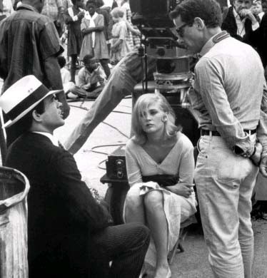 Arthur Penn mit Warren Beatty und Faye Dunaway, am...lyde'