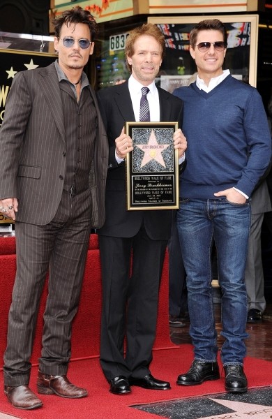 Johnny Depp mit Jerry Bruckheimer und Tom Cruise
